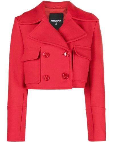 Patrizia Pepe Double-breasted Cropped Jacket - Red
