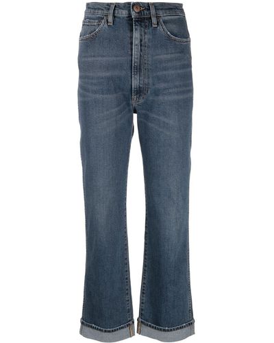 3x1 Gerade High-Waist-Jeans - Blau