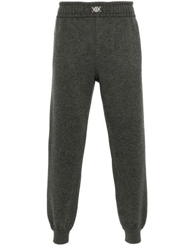 Versace Medusa-plaque Knitted Track Trousers - Grey