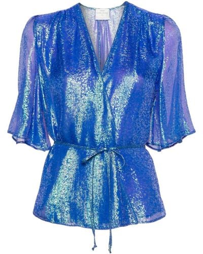 Forte Forte Iris Chiffon Wrap Blouse - Blue