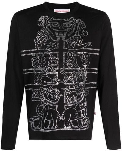 Walter Van Beirendonck Rhinestone-embellished Cotton T-shirt - Black