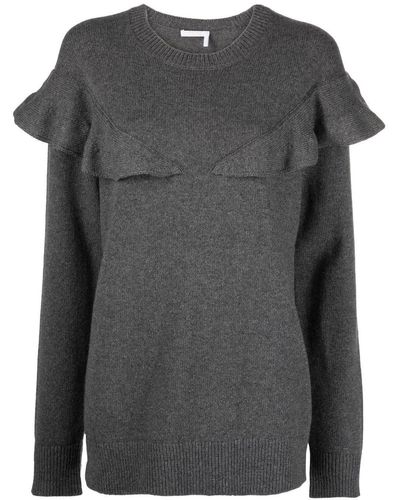 Chloé Ruffled Cashmere Jumper - Grey