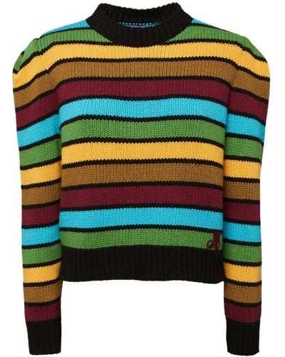 La DoubleJ Stripe-pattern Knitted Sweater - Green