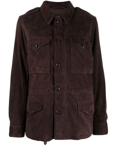 Polo Ralph Lauren Button-up Leather Jacket - Brown
