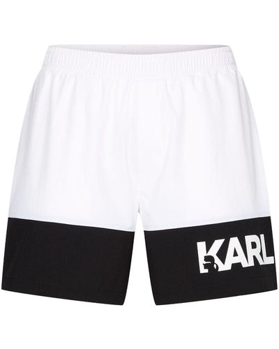 Karl Lagerfeld Colour-block Med Board-shorts - White