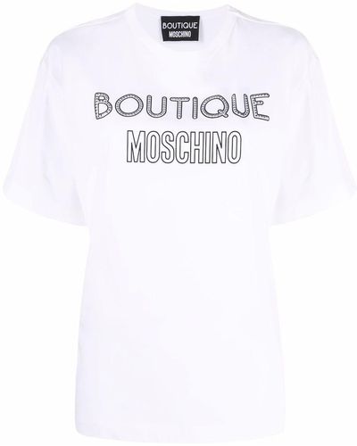 Boutique Moschino T-Shirt mit Logo-Applikation - Weiß