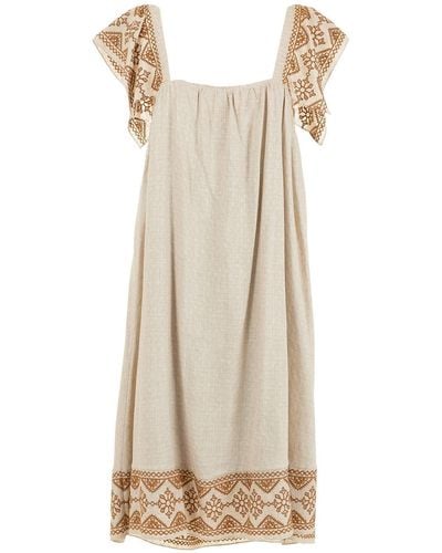 Olympiah Kleid mit Intarsien-Print - Natur