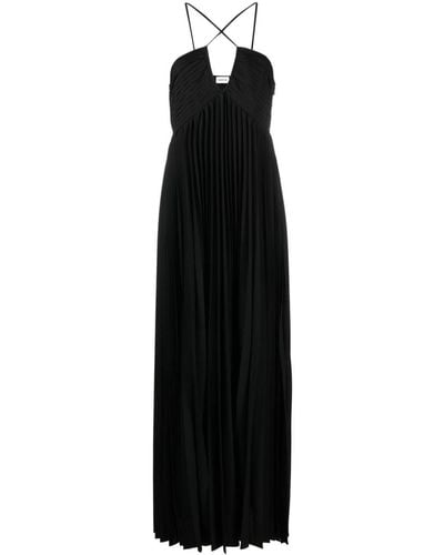 P.A.R.O.S.H. Palmer Pleated Long-length Dress - Black
