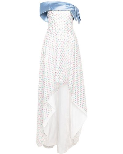 Gemy Maalouf Floral Sequin-embellished Midi Dress - White