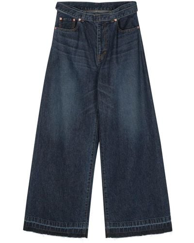 Sacai Weite Jeans mit Gürtel - Blau