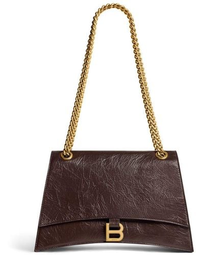 Balenciaga Medium Crush Leather Shoulder Bag - Brown