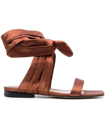 The Attico Ankle-tie Flat Sandals - Brown