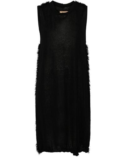 Uma Wang Frayed Sleeveless Minidress - Black