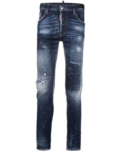 DSquared² Distressed-effect Slim-cut Jeans - Blue