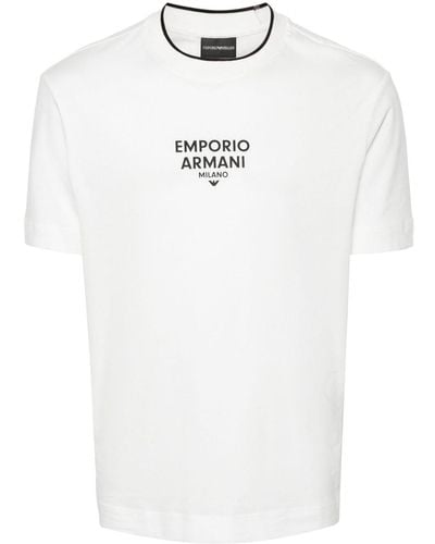 Emporio Armani T-shirt en coton à logo imprimé - Blanc