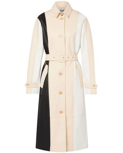 Moschino Jeans Colour-block Leather Coat - Natural