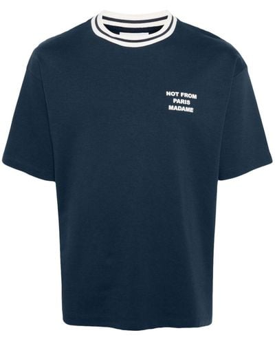 Drole de Monsieur T-Shirt mit Logo-Applikation - Blau