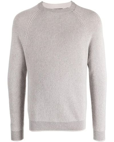 N.Peal Cashmere Two-tone Ribbed-knit Cashmere Jumper - Grey