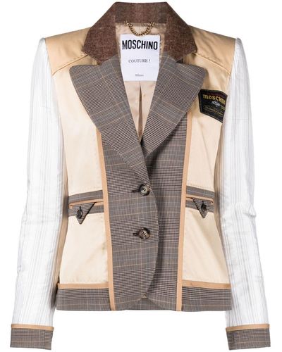 Moschino Patchwork Single-breasted Blazer - Natural