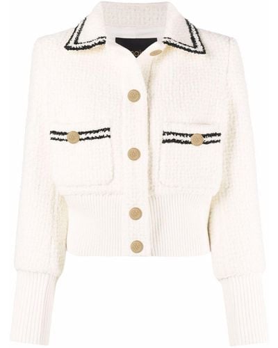 Maje Contrasting-trim Tweed-style Jacket - White