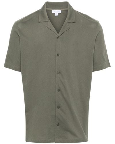 Sunspel Cotton Piqué-weave Shirt - Groen