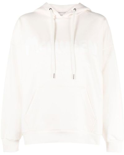 Alexander McQueen Logo-print Drawstring Hoodie - White