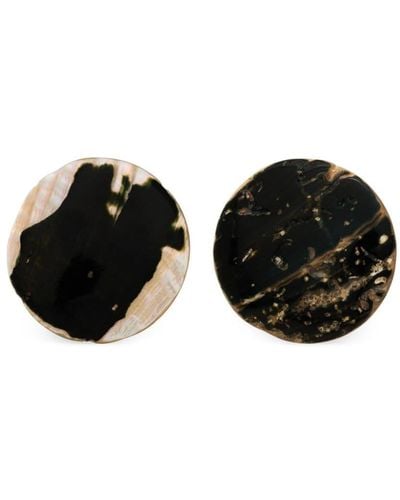 Saint Laurent Pendientes Shelle con diseño circular - Negro