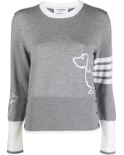 Thom Browne Pull Hector Icon en maille - Gris