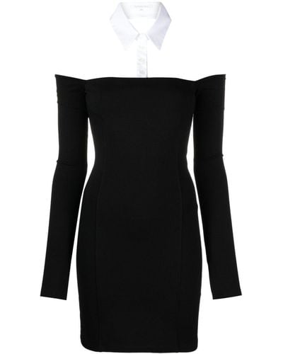 Patrizia Pepe Detachable-collar Sheath Mini Dress - Black