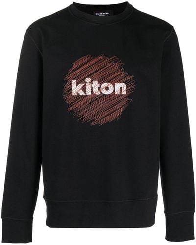 Kiton Logo-print Stretch-cotton Sweatshirt - Black