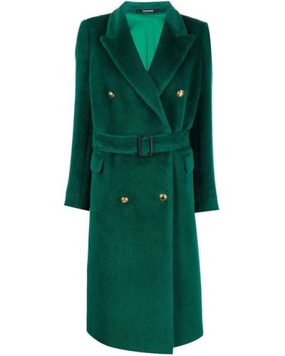 Tagliatore Belted Double-breasted Coat - Green