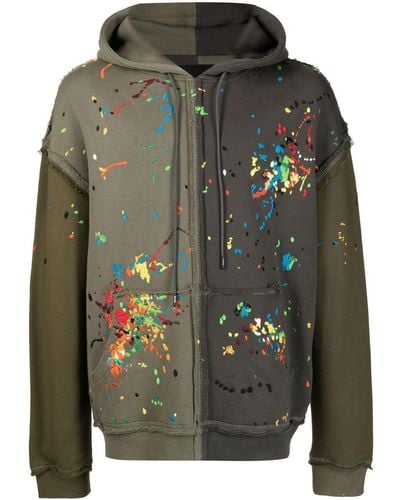 Mostly Heard Rarely Seen Spliced Paint-embroidered Hoodie - Grey