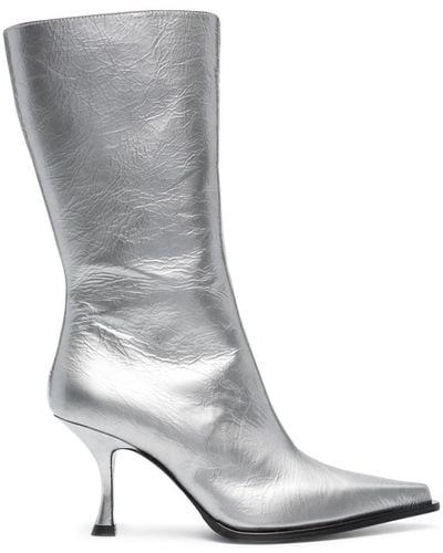 Acne Studios 85mm Metallic Leather Boots - Gray