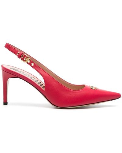 Moschino 75mm Slingback Leather Pumps - Pink