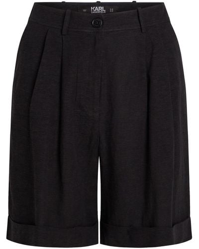 Karl Lagerfeld Tailored Linen-blend Shorts - Black