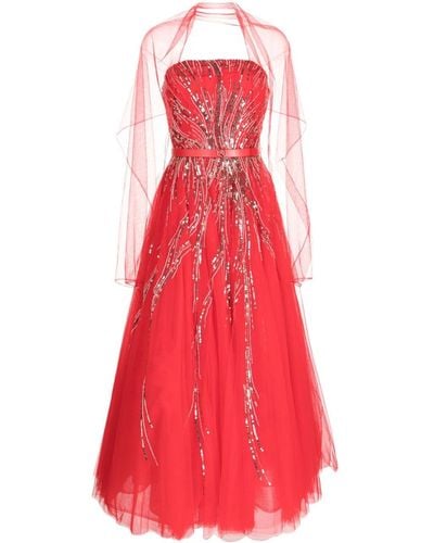 Saiid Kobeisy Bead-embellished Strapless Dress - Red