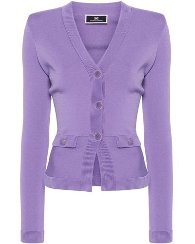 Elisabetta Franchi Fitted Knitted Cardigan - Purple