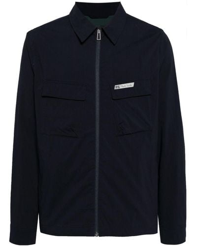 PS by Paul Smith Logo-patch Shirt Jacket - Blue