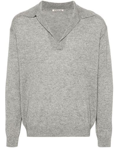 AURALEE Fine-knit Polo Shirt - Gray