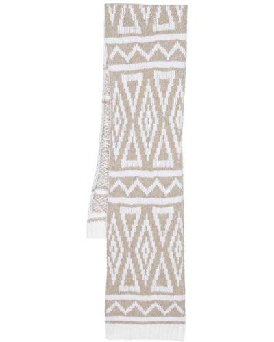 Moorer Patterned-knit Scarf - White