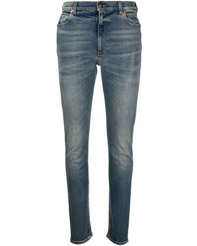 Gucci Jeans skinny Horsebit con effetto schiarito - Blu