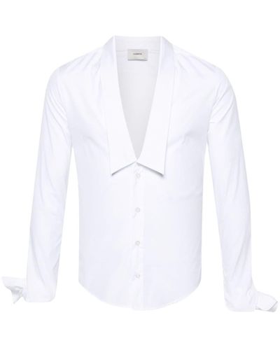 Coperni Plunging U-neck Cotton Shirt - White