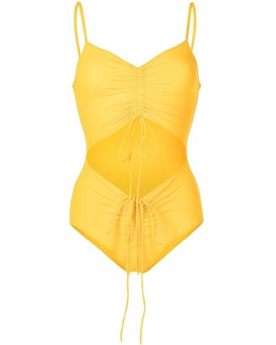 Christopher Esber Disconnect Ruched Swimsuit - Yellow
