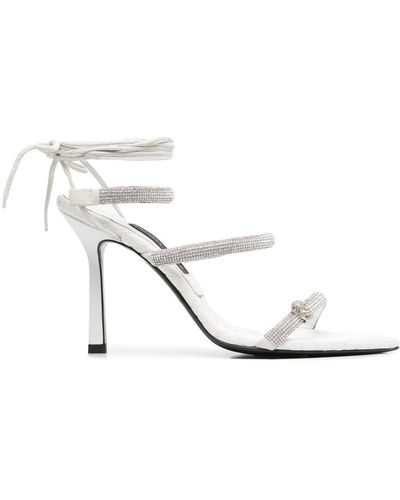 Philipp Plein Crystal-embellished 105mm Strappy Sandals - White