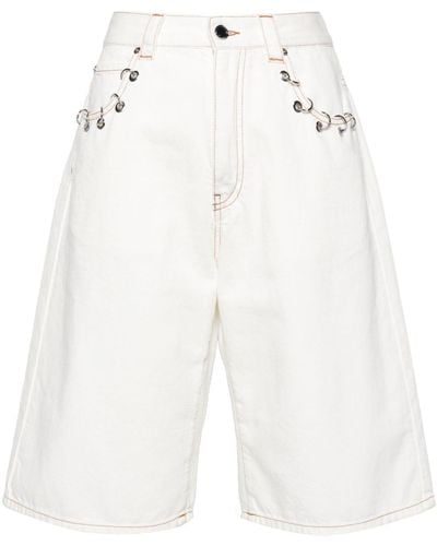 Pinko Xmen Knee-length Denim Shorts - White