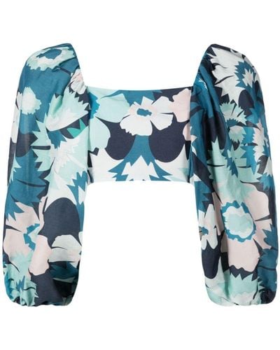 Adriana Degreas Floral-print Cropped Top - Blue