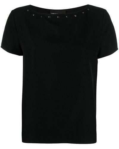 Emporio Armani Studded Boat Neck T-shirt - Black
