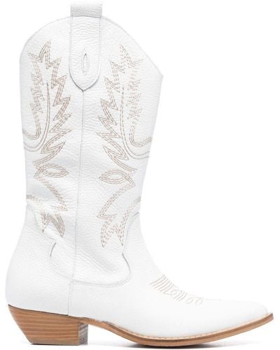 P.A.R.O.S.H. Embroidered-design Texan Boots - White