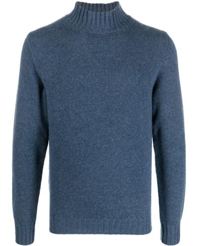 Fedeli High-neck Long-sleeve Sweater - Blue