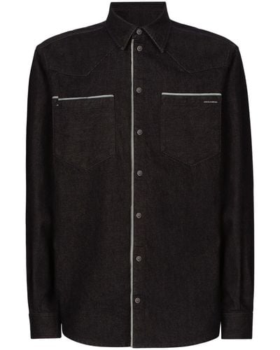 Dolce & Gabbana Denim Overhemd Met Contrasterende Afwerking - Zwart
